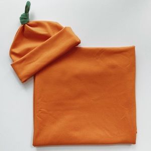 Handmade Pumpkin Swaddle with Hat Set